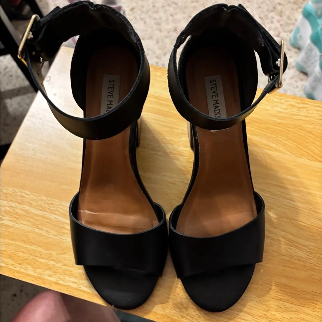 Steve Madden leather block heels black 8 - Image 2
