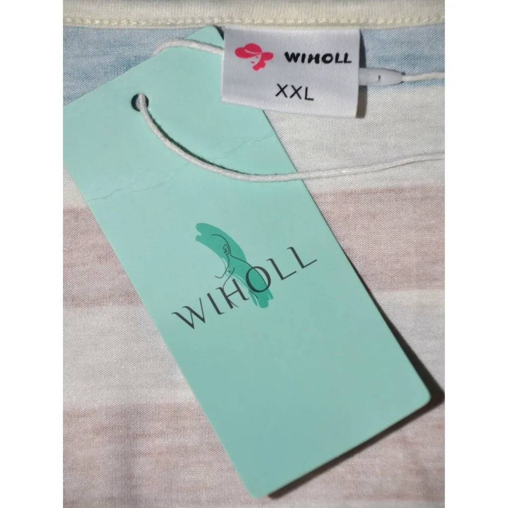 NWT Miholl Ladies Striped Short Cap Sleeve V - Image 7