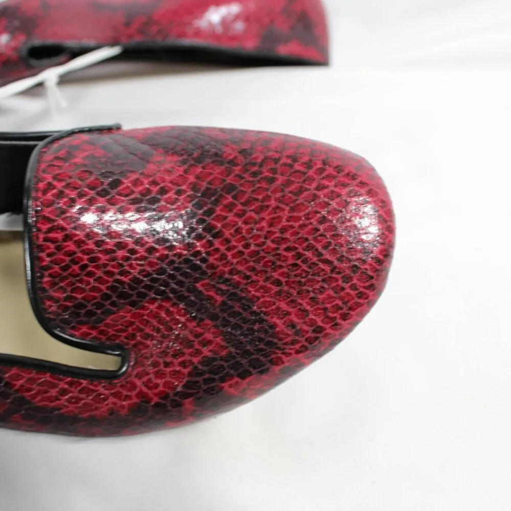 NWT Mossimo Burgundy & Black Snakeskin Loafer Flats Women's Size 8 1/2 Red - Image 7