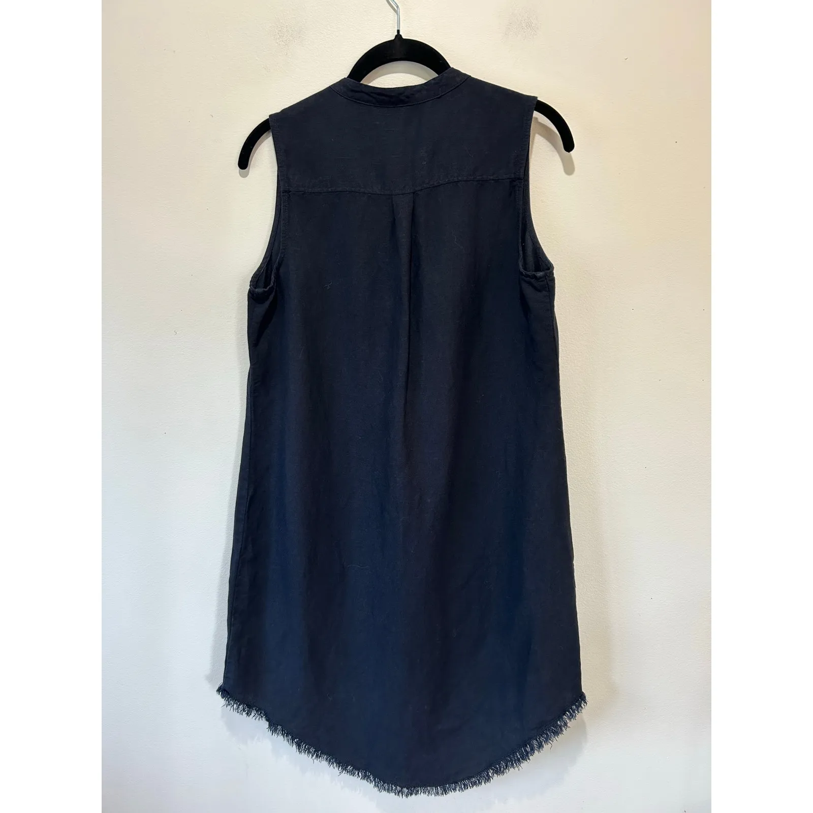 Nic + Zoe linen blend dress size XS navy blue sleeveless v neck raw hem - Image 5