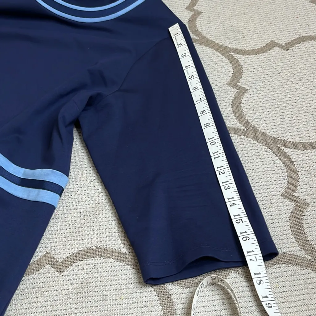 Draper James Solid Persley Ponte Dress Two Tone Navy Blue Striped , Size 2X - Image 7