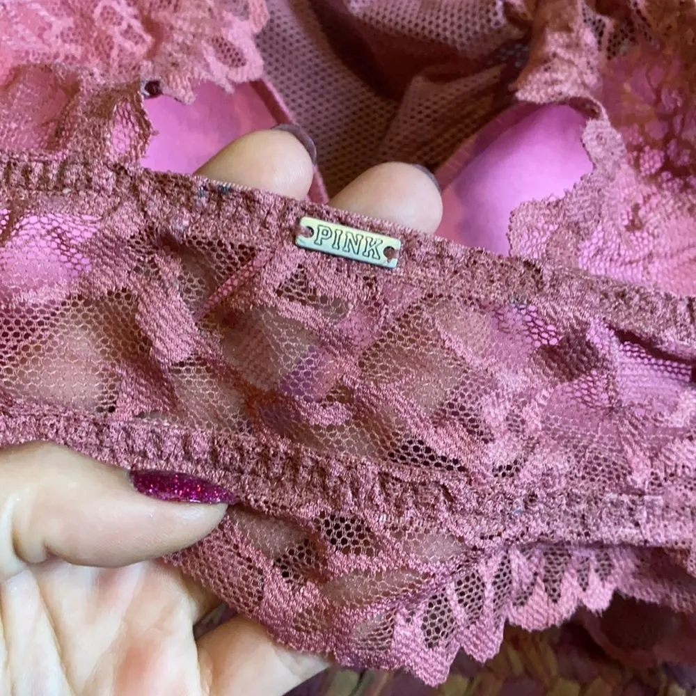PINK LACE LINED PUSH UP HIGH NECK BRALETTE - Image 4
