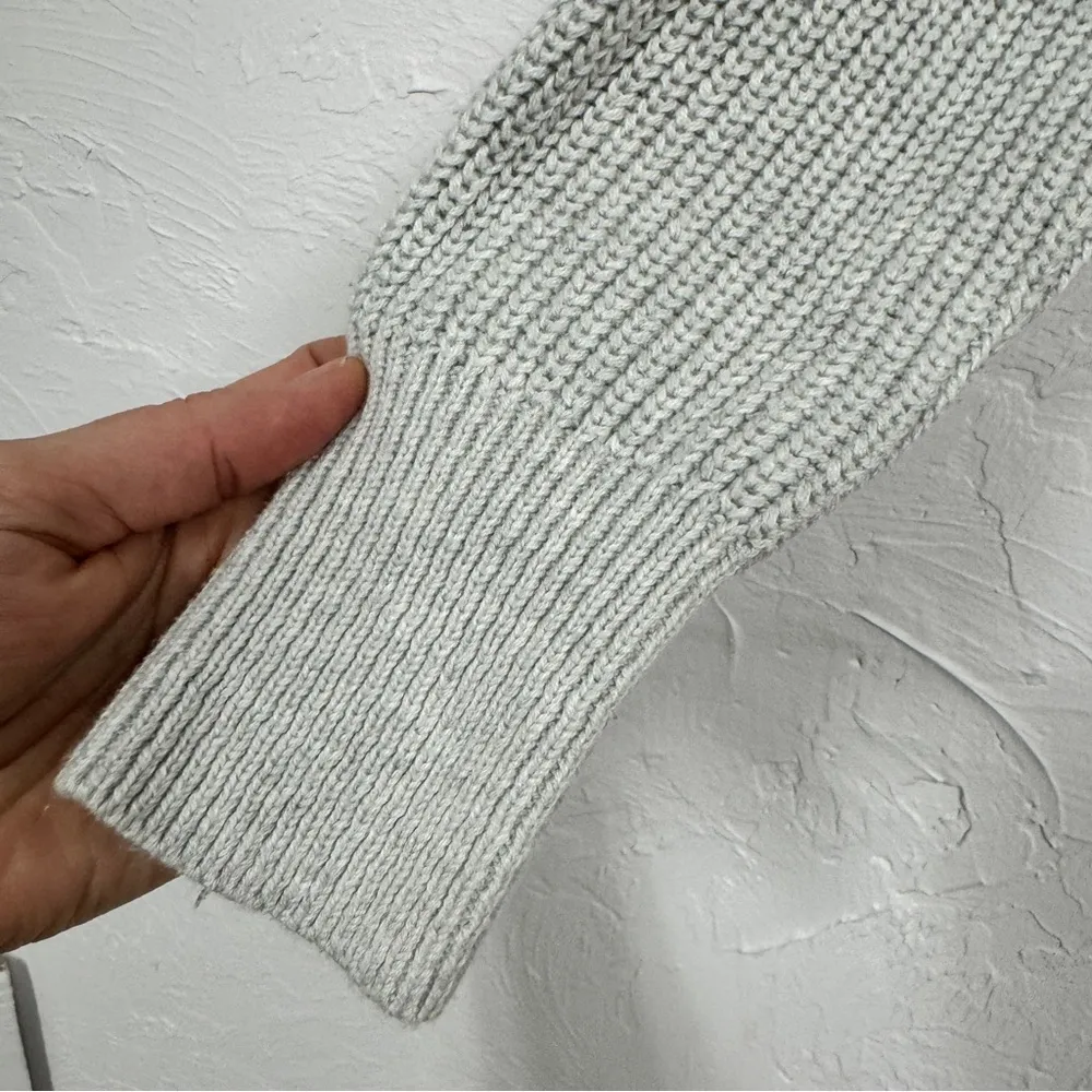 Rachel Zoe Grey Knit Pullover Hoodie Sweater Womens XS Henley Preppy Cozy Casual - Image 2