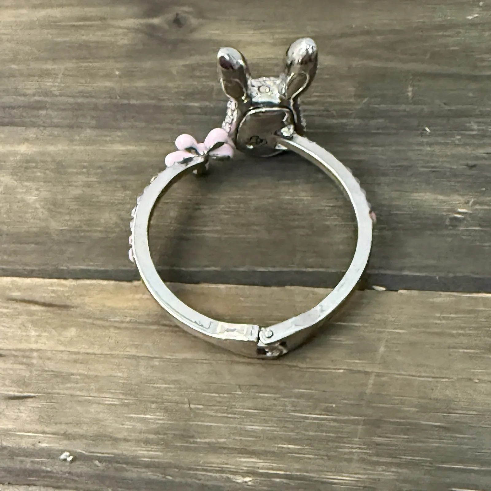 NEW Betsey‎ Johnson Faux Stone Spring Bunny Rabbit Hinged Bangle Bracelet *READ* - Image 7