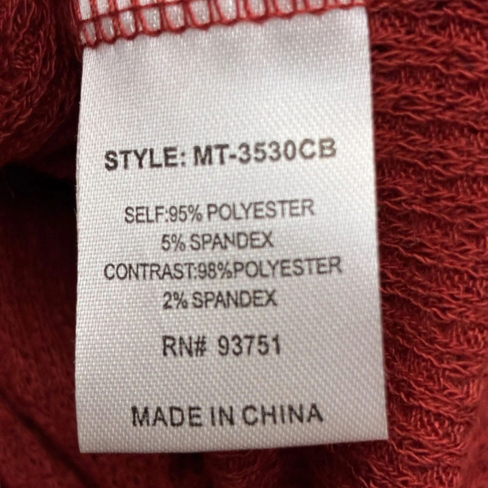 Casual Express Burgundy Waffle Knit Embroidered V Neck Long Sleeve Top XL Red - Image 7