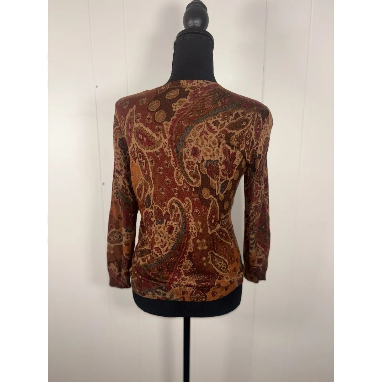 LAUREN RALPH LAUREN Size M Floral Print Cardigan in Silk-cotton Blend - Image 2