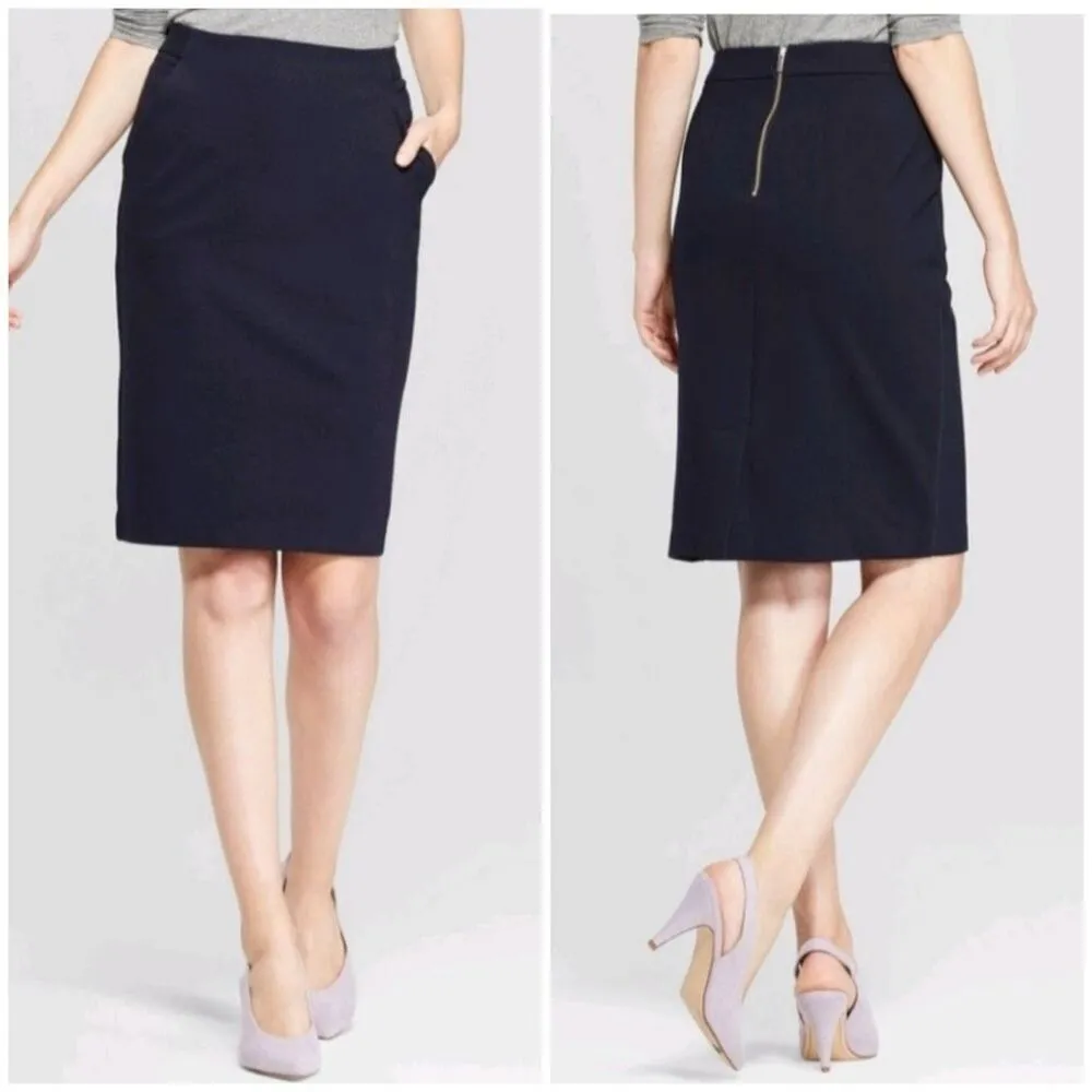 A New Day High Waist Navy Ponte Pencil Skirt (Federal Blue) - 6 - Image 2