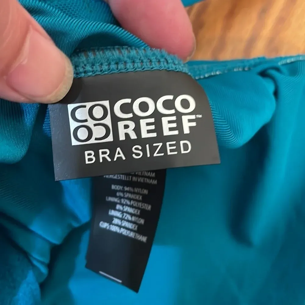 Coco Reef Classic‎ Solid Tiered Mesh Tankini Teal Cove Size 36DD NWT - Image 8