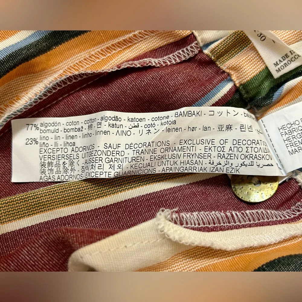 NWT Zara Striped Linen Trousers Size Large - Image 13