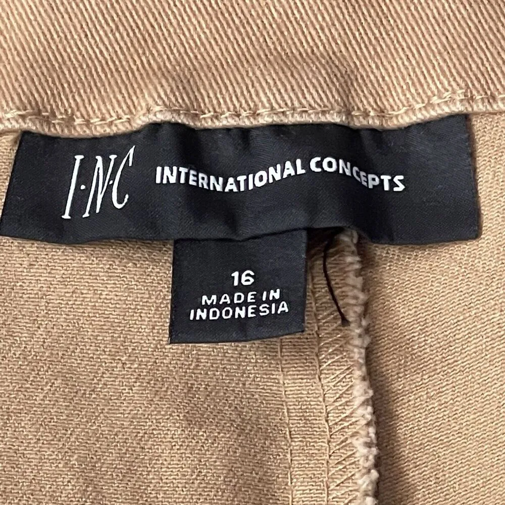 INC International Concepts SZ 16 Straight Crop Pants Stretch Pockets Mid - Image 5