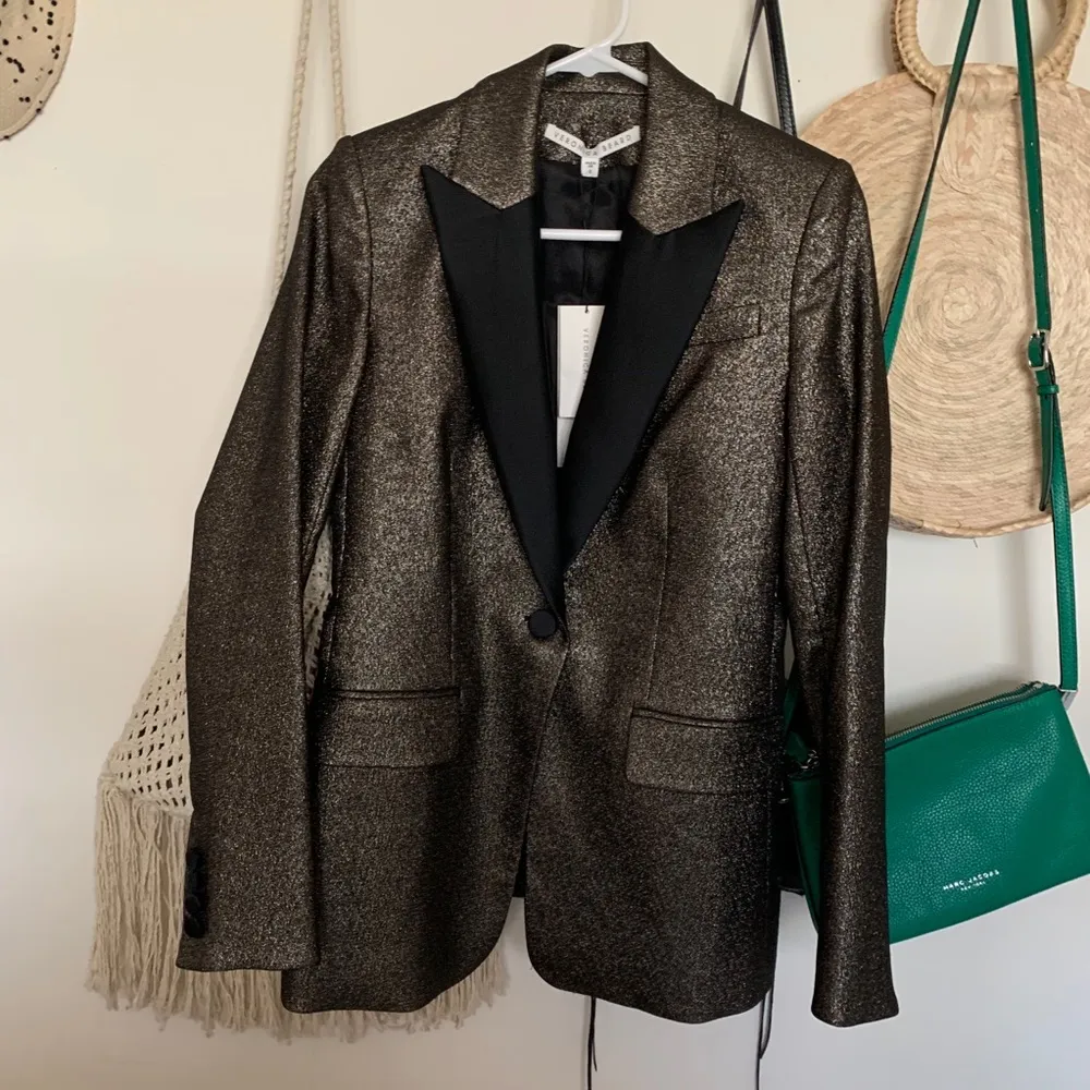 NWT Veronica beard Ashburn Metallic Blazer bronze - Image 35