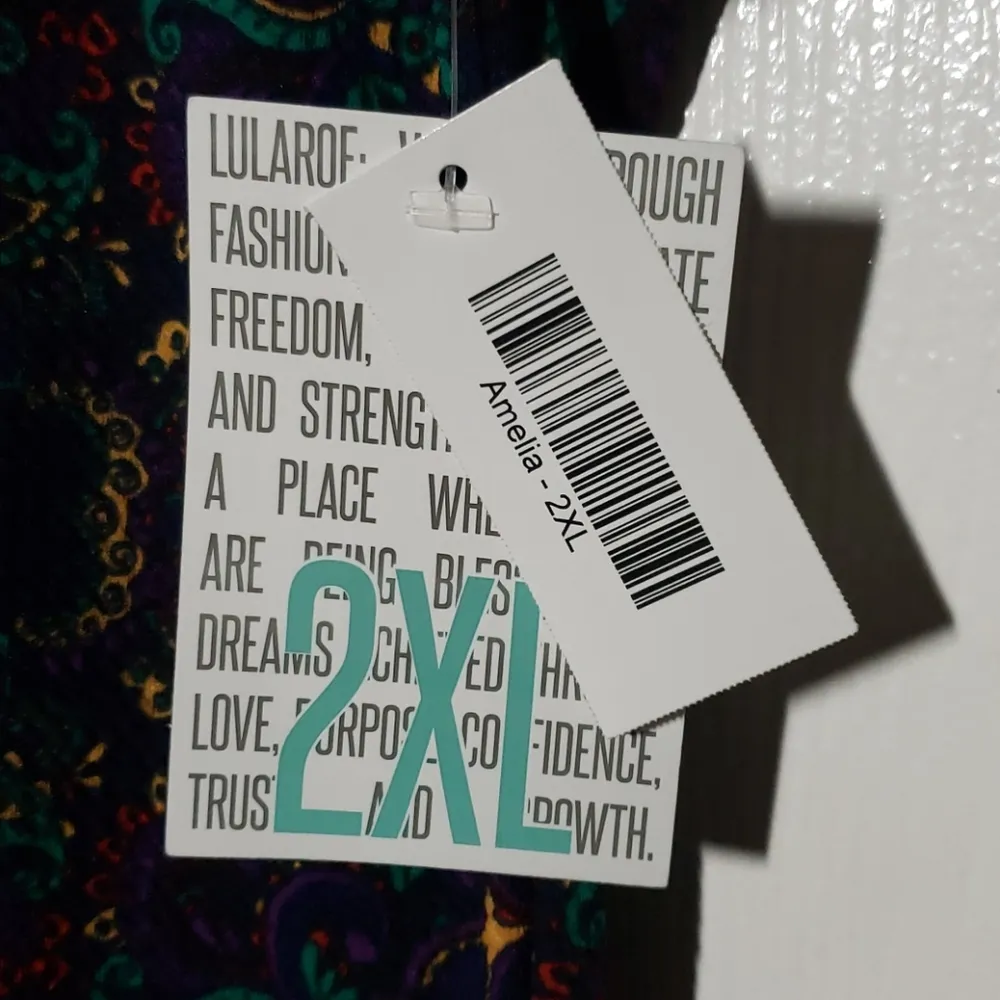 LuLaRoe 2X Amelia Navy Dress w/ Multi-Color Paisley - Image 6