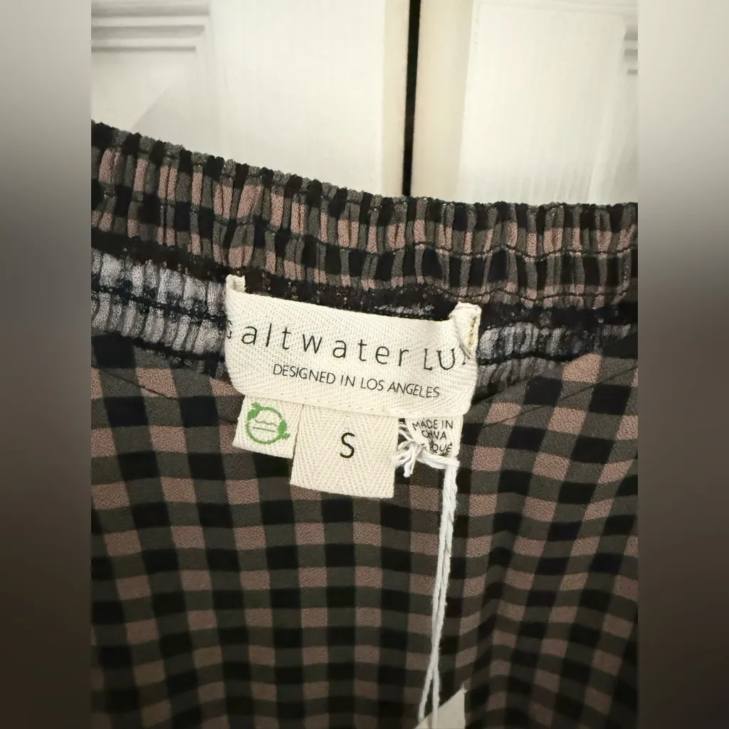 NWT Saltwater Luxe Mykel Top Plaid Long Sleeve Ruched Blouse Size Small - Image 6