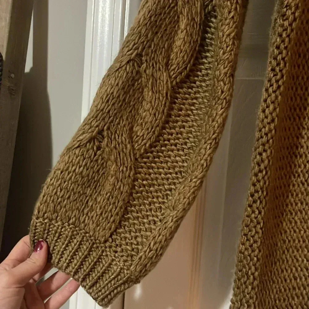 Avalin wool blend tan beige knitted sweater Brown Size M - Image 2