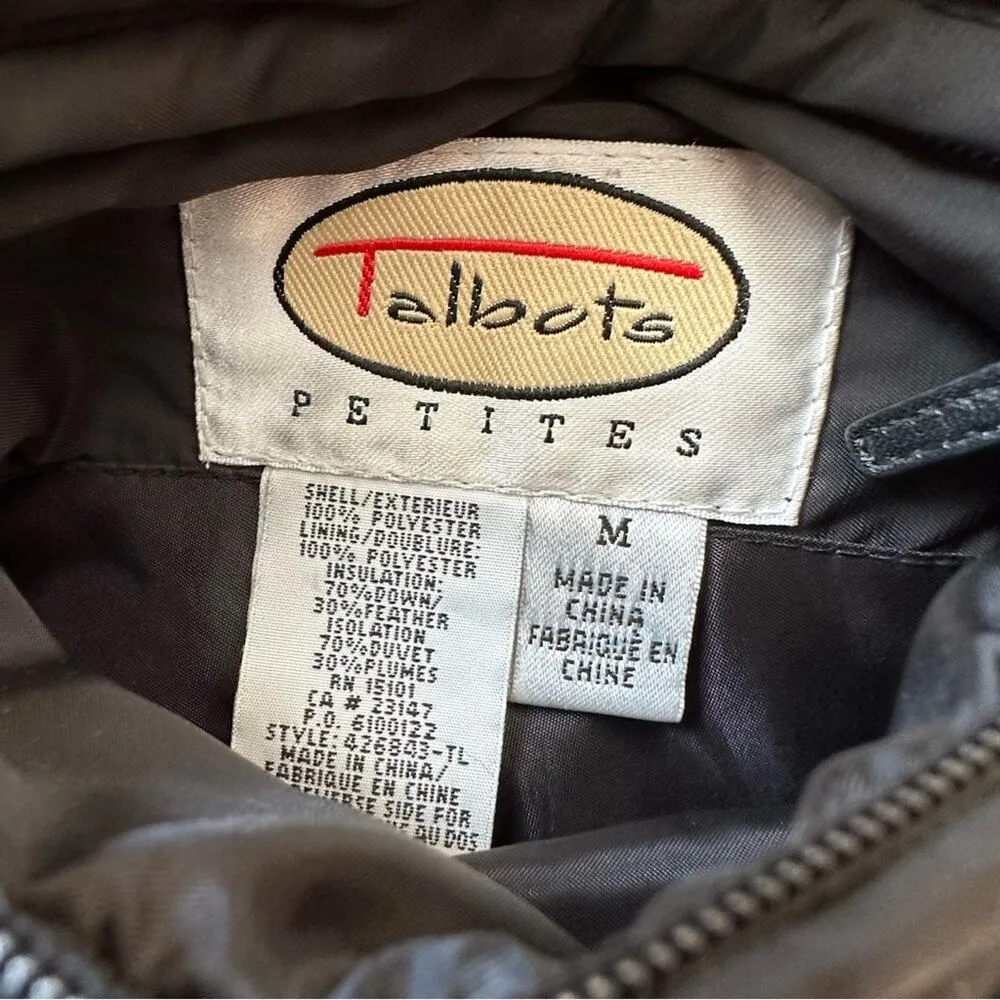 Talbots Puffer Coat Black Reversible Brown Down Puffer Jacket Medium Petite - Image 2