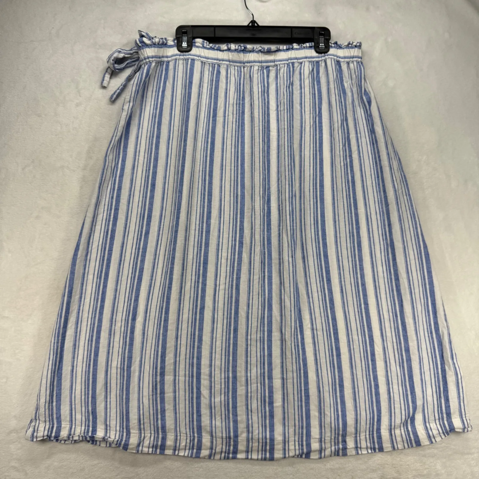 Tommy Bahama Linen Blend‎ Skirt Striped Midi Casual Summer Blue White L - Image 8