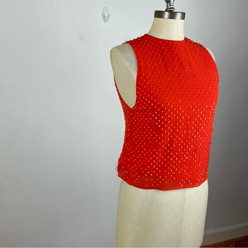 Alice + Olivia Orange Sequin Ana Tank Top - Image 2