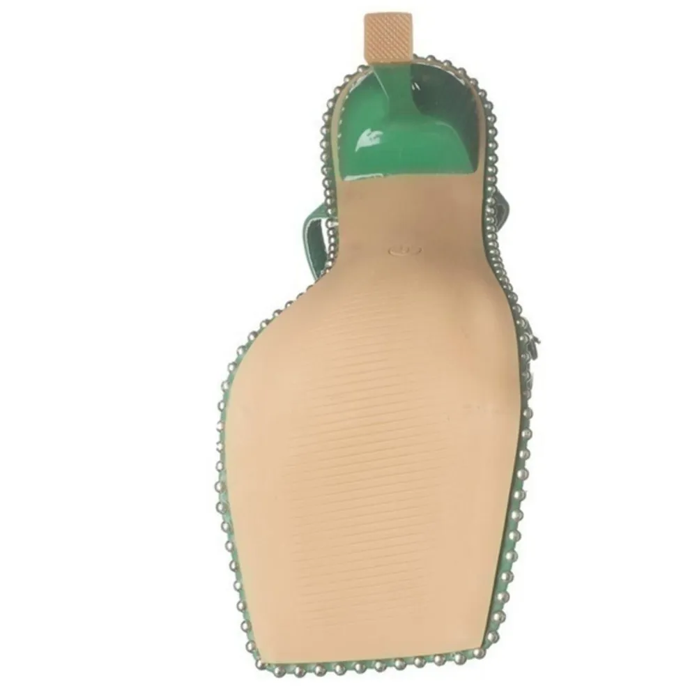 Studded Strappy Heel Green Size 10 - Image 5