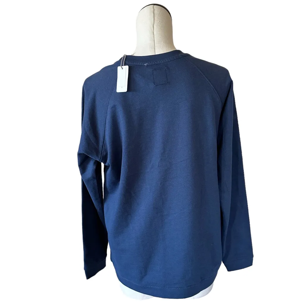 NWT Monica + Andy Crewneck Embroidered Whale Patch Sweatshirt Large Blue - Image 5