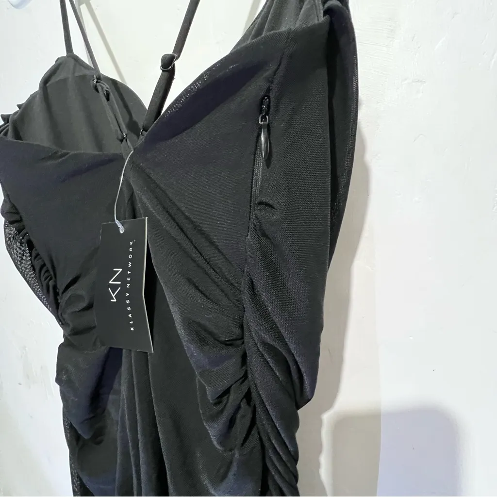 Klassy Network Black Strapless Draped Dress Size undefined - Image 9