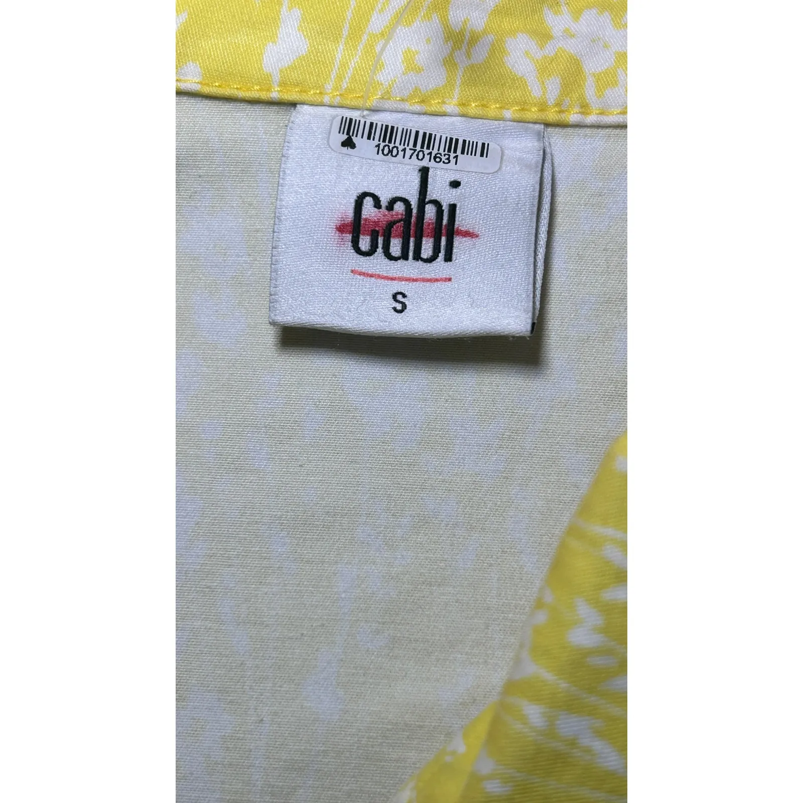 CAbi Yellow Floral Print Utility Jacket Button Front Lightweight Size Small - Image 4