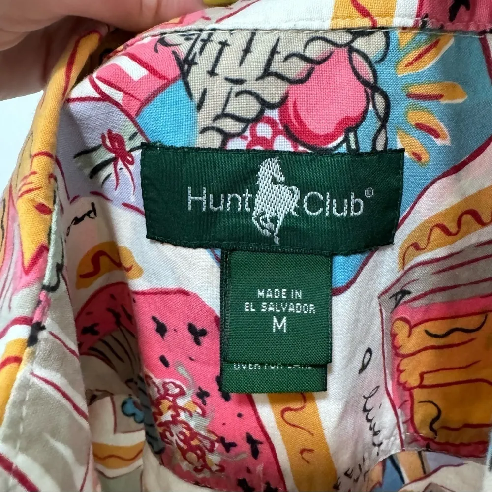 Hunt Club Vintage Button Down Shirt Medium Cat Earth Heart Postcard Home Pear - Image 6