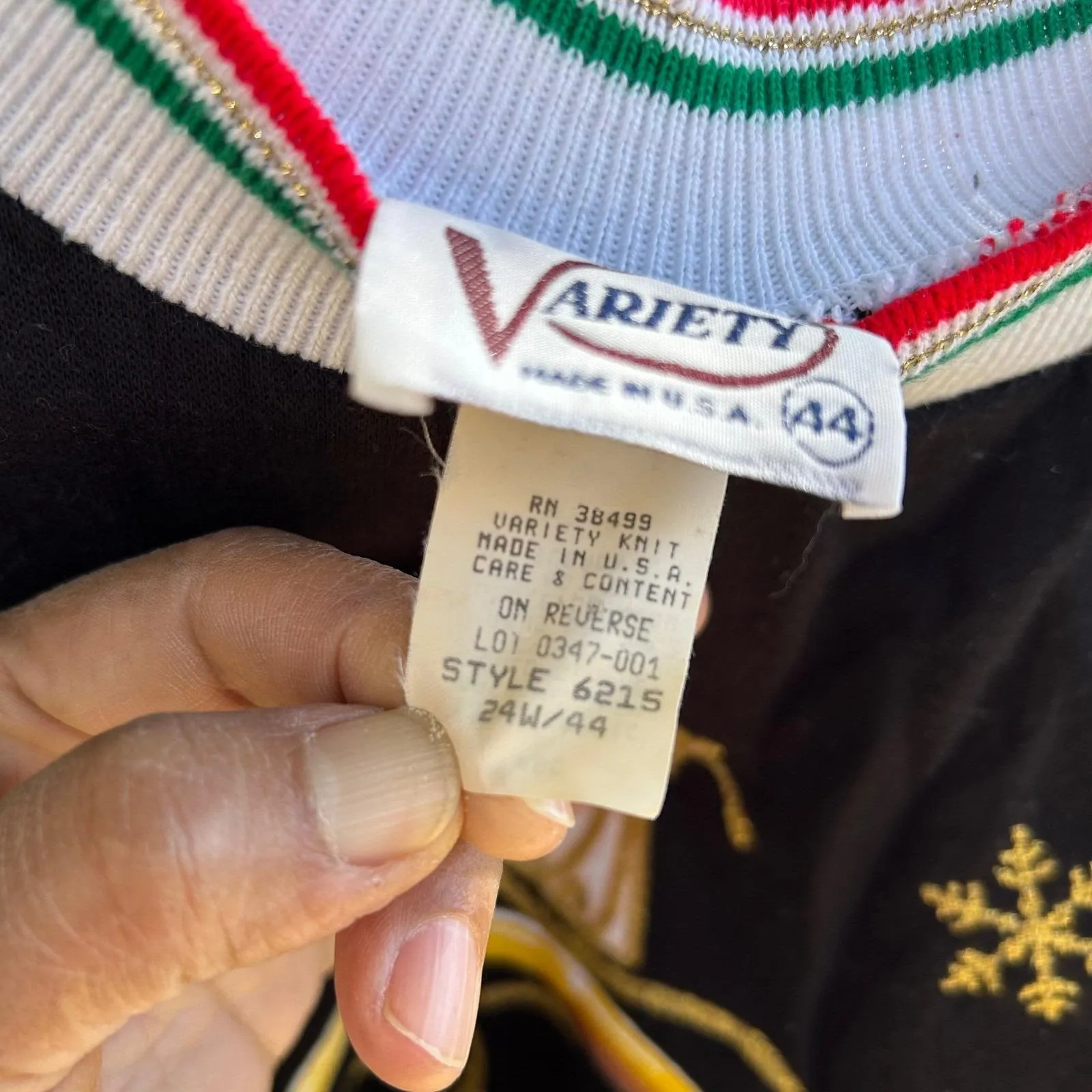 VTG 80 Variety Christmas Sweatshirt‎ Angel Trumpet Holiday Party 24W/44 Black Size 24 - Image 2