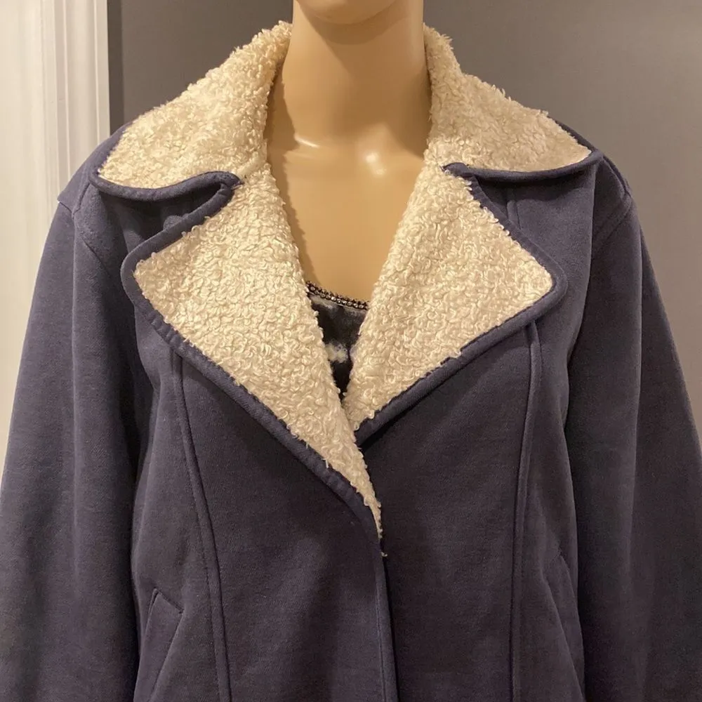 7 For All Mankind Faux Suede and Shearling Moto Jacket Boxy Oversized size S - Image 5