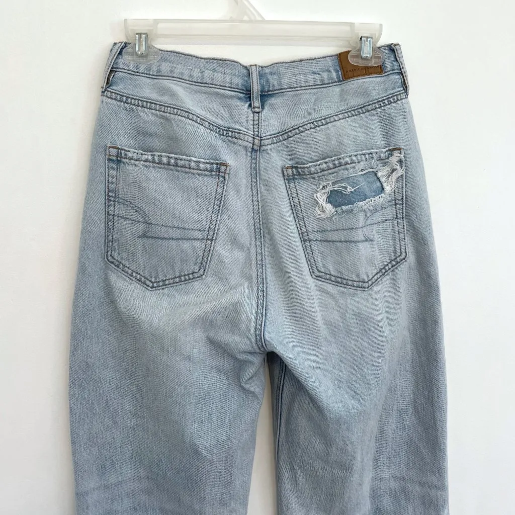 AMERICAN EAGLE AE Highest Rise 90s Boyfriend Light Ripped High Rise Crop Jeans 6 - Image 14