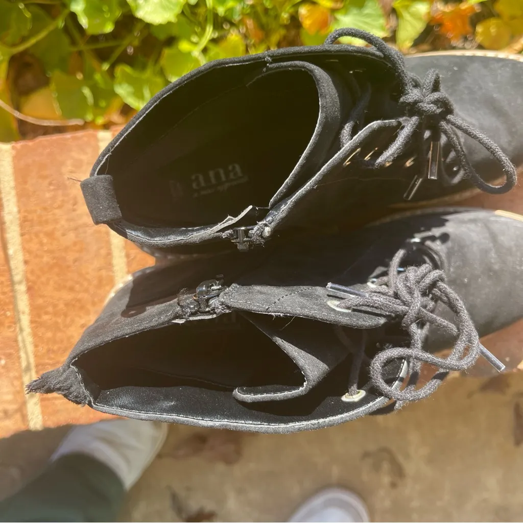 A.n.a Womens Marie Wedge lace up Heel Boots 8.5 black goth punk Whimsigoth‎ - Image 6