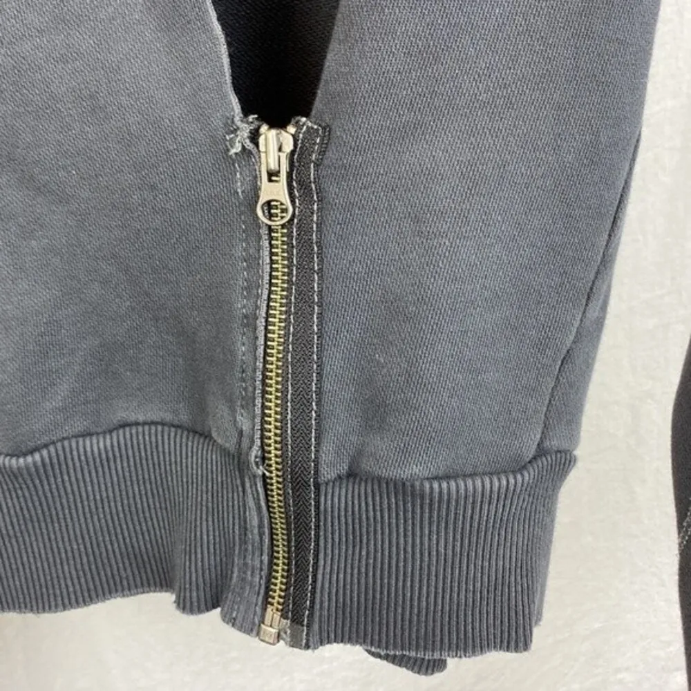 Free People Women's Gray Zip Front Drape Neck Cropped Jacket S - Image 5