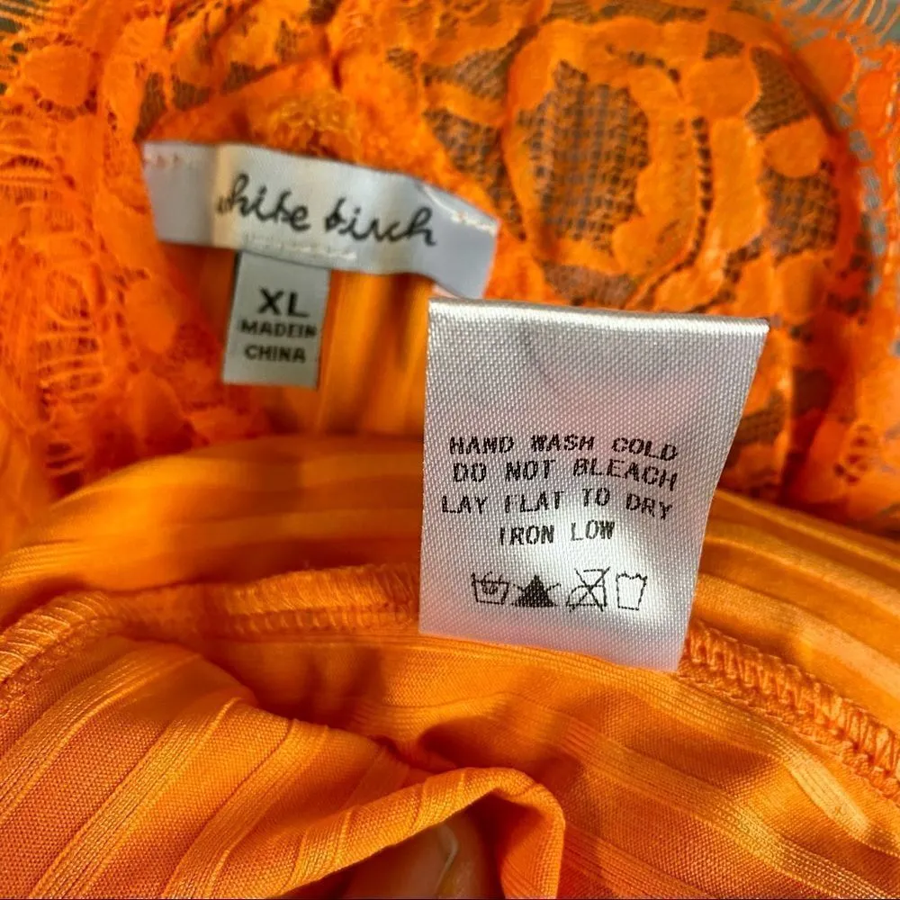 White Birch Orange Lace Detail Racerback Tank Top Ribbed XL - Image 6