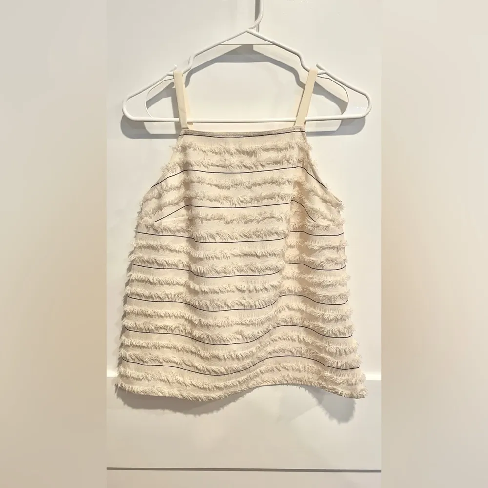 Anthropologie Maeve Cream Quinn
Fringe Tank Top Womens Sleeveless: Size 0 - Image 4