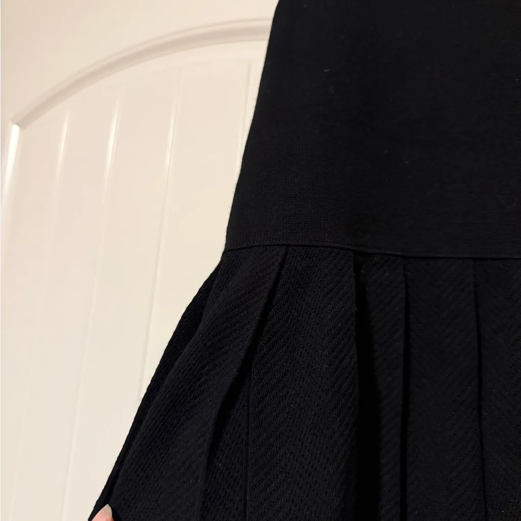 Theory Black A-Line Pleated Skirt - Image 2