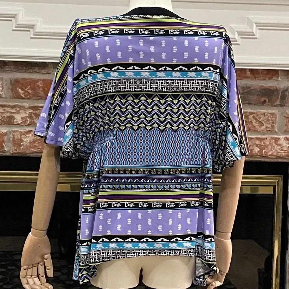 Cocomo vintage abstract patterned short sleeve blouse / S / Excellent condition - Image 4