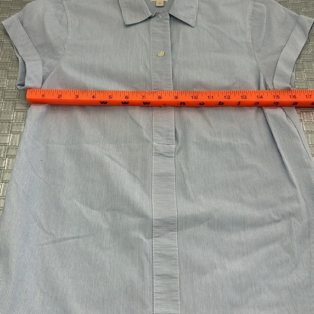 J.Crew Women’s Short Sleeve Popover Shirt Blue Pinstripe 100% Cotton Size XS - Image 5