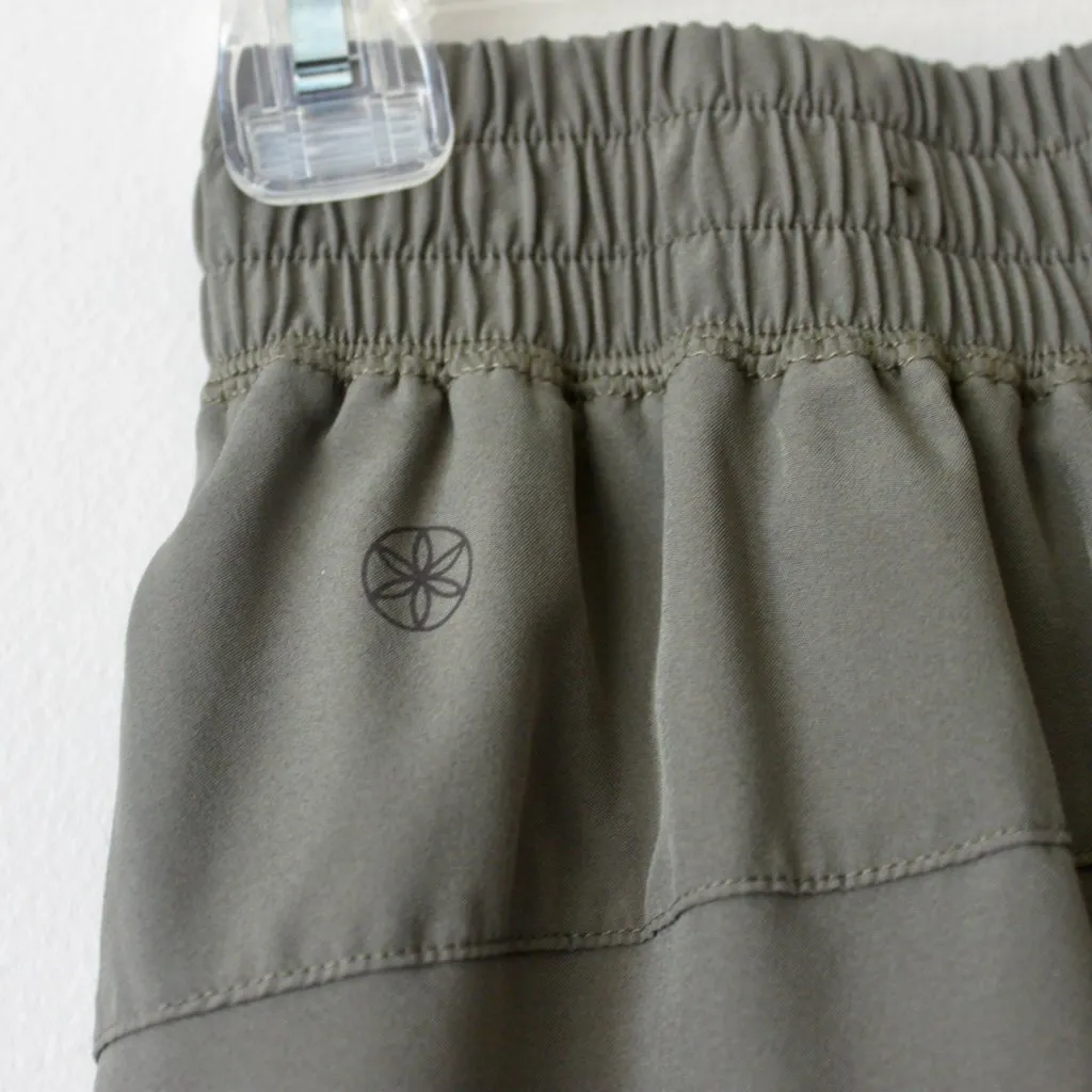 Gaiam Muted Olive Green Elastic Waistband Stretchy Athletic Workout Shorts - Image 3