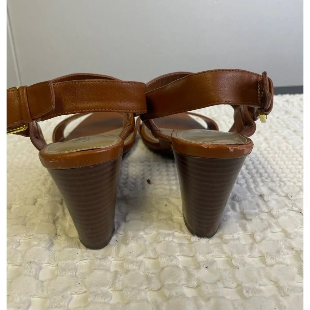 Chaps Women's Tan Leather Shoes/ Heeled Sandals 3" Size 8.5 SKU 2310 - Image 4