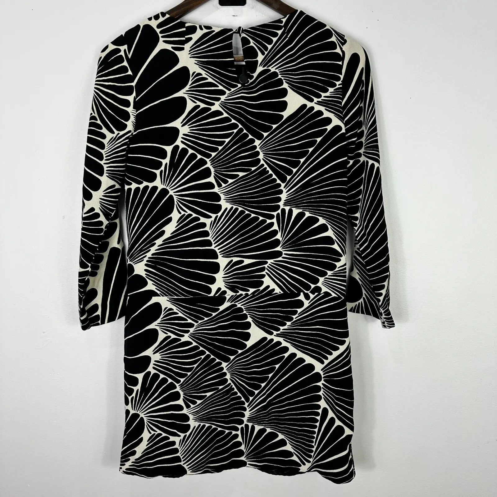 J.Crew Dress Womens 2 Black White Graphic Abstract Print Mod Retro Statement Art - Image 4