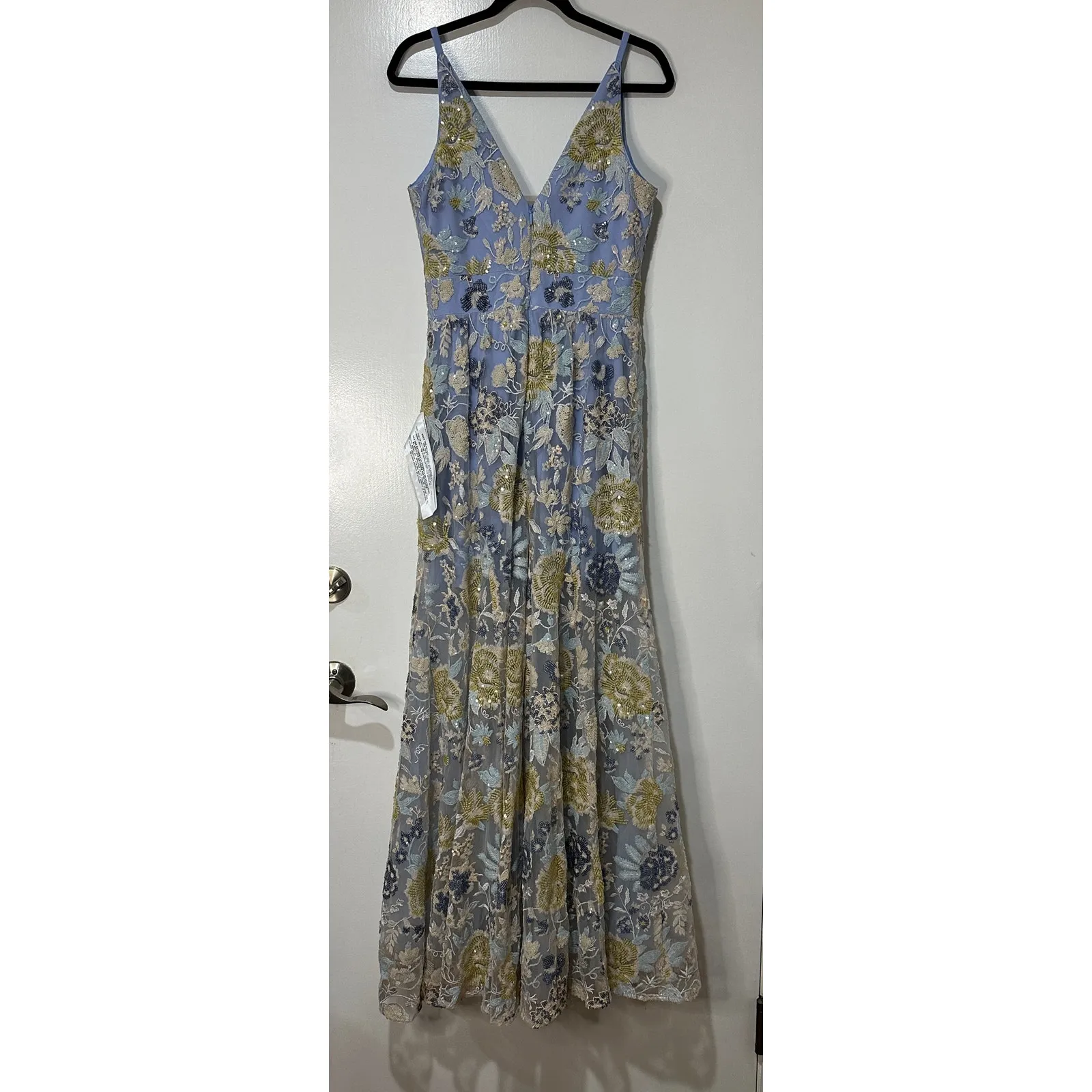 Dress The Population Samira Embellished Chiffon Gown Sky Multi Size Medium NWT - Image 11