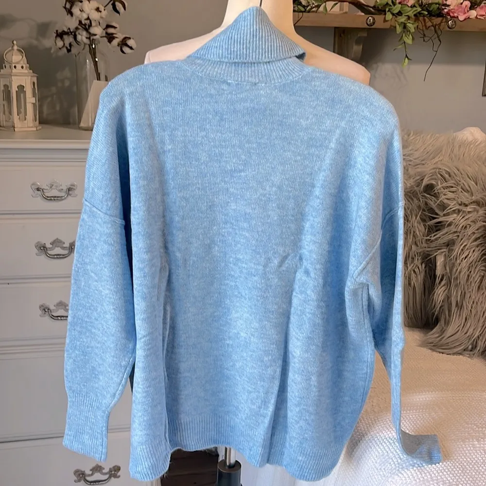 Vince Camuto Turtleneck Sweater Blue Pullover Womens Small - Image 6