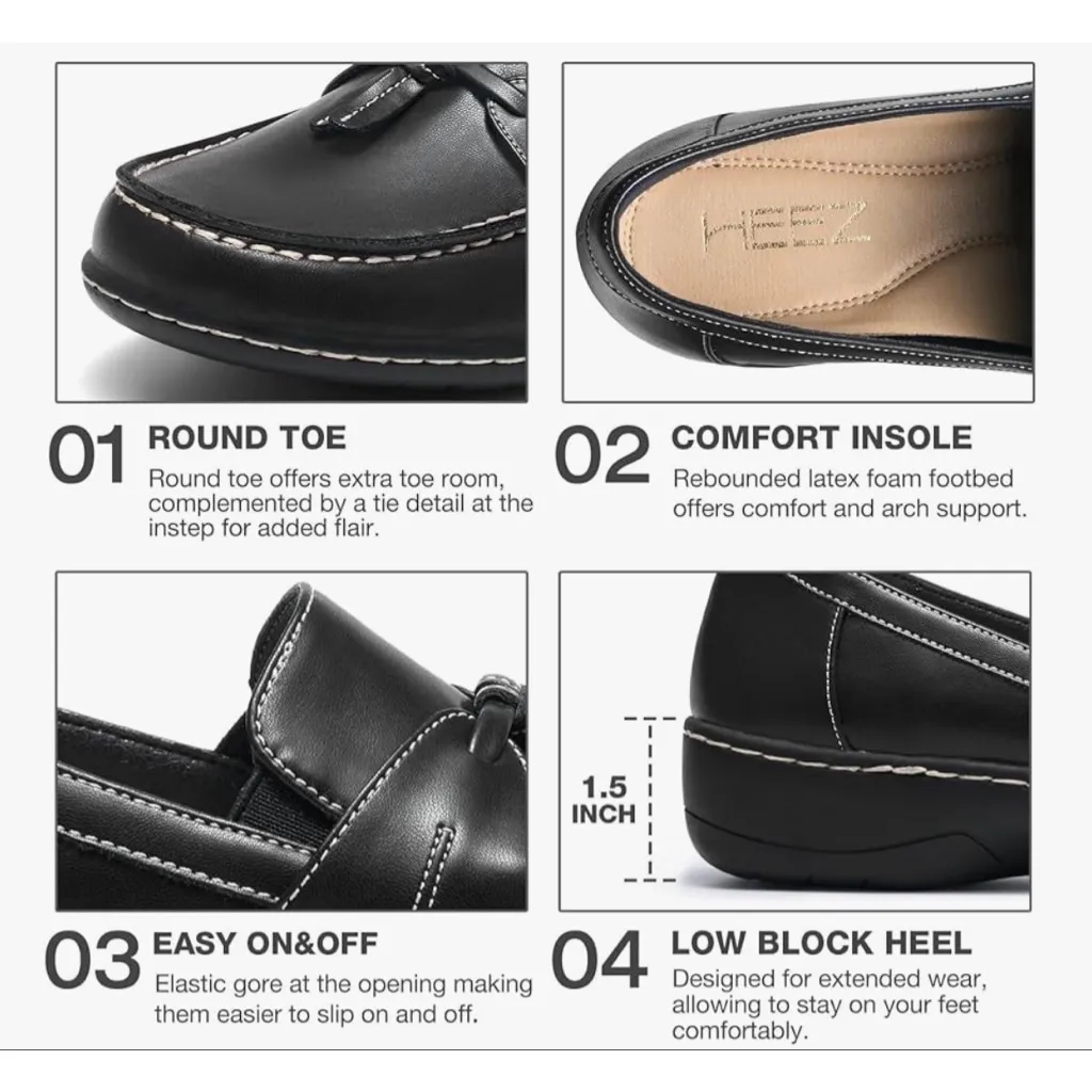 NEW HEEZ Casual Slip On Dress Leather Loafers Comfortable Walking Shoes 7 Black - Image 2
