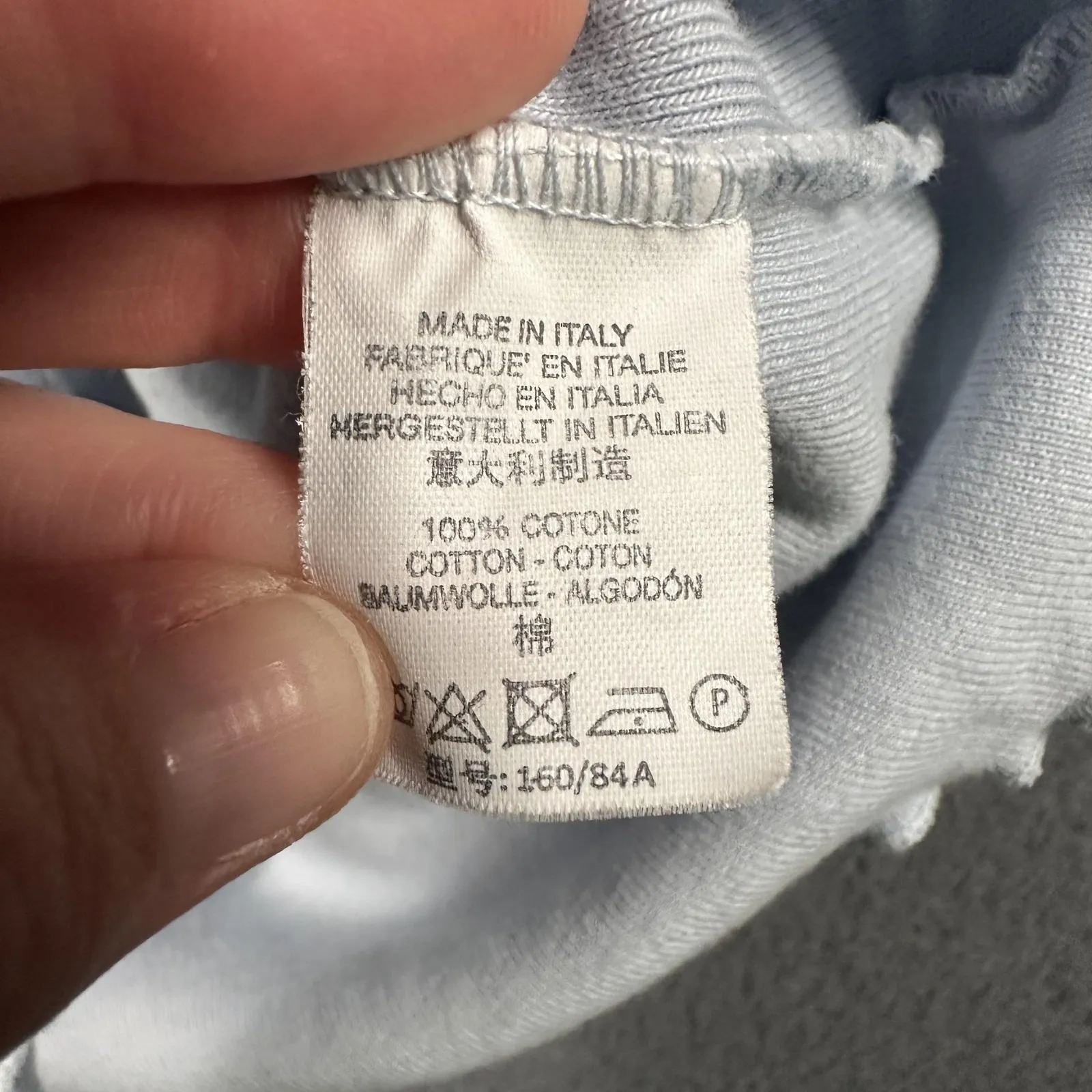 Brandy Melville Shirt Womens Small Light Blue Lettuce Hem Ribbed Made in Italy - Image 7