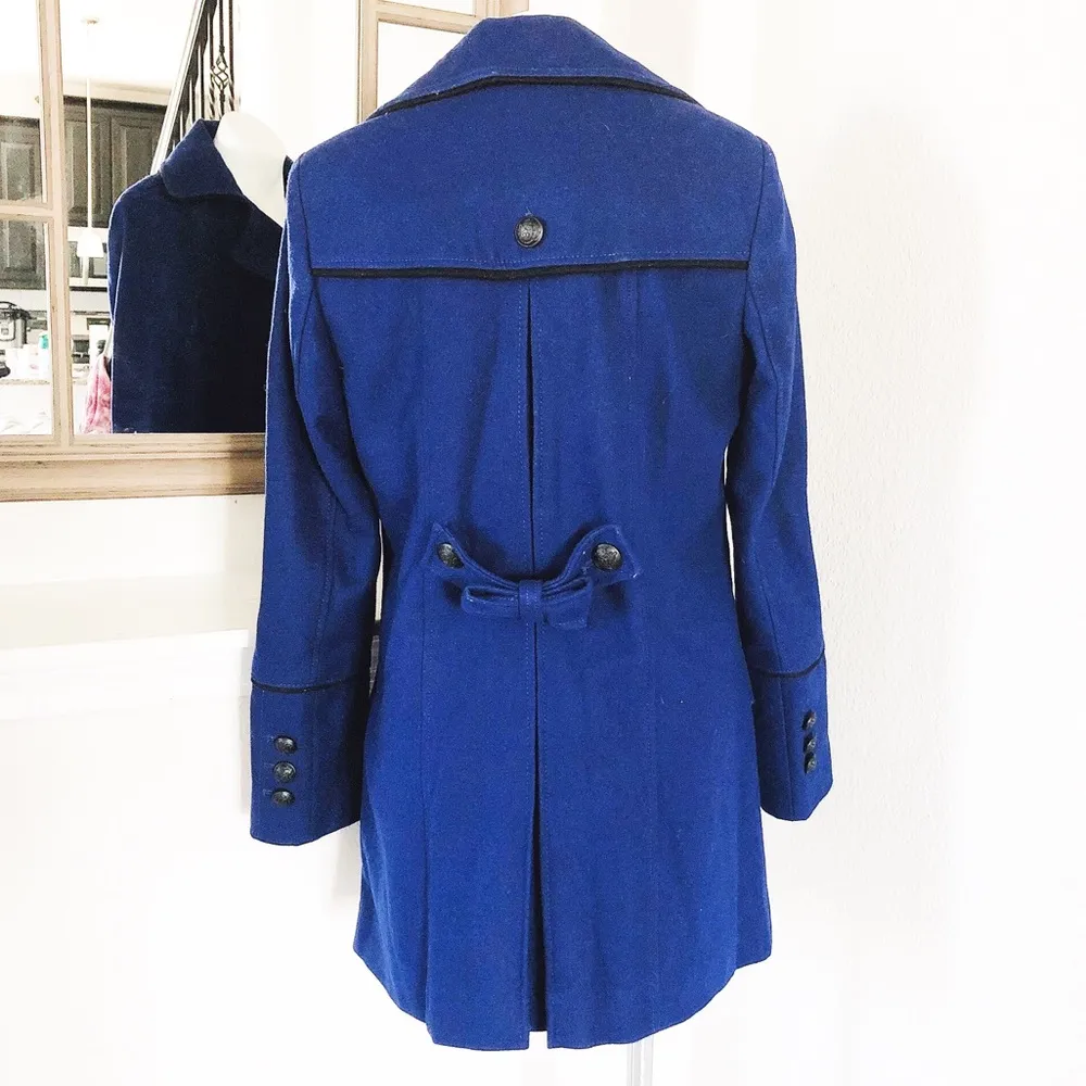 Victoria’s Secret Wool Jacket Peacoat Royal Blue Black Trim Size 14 MSRP $225.00 - Image 6