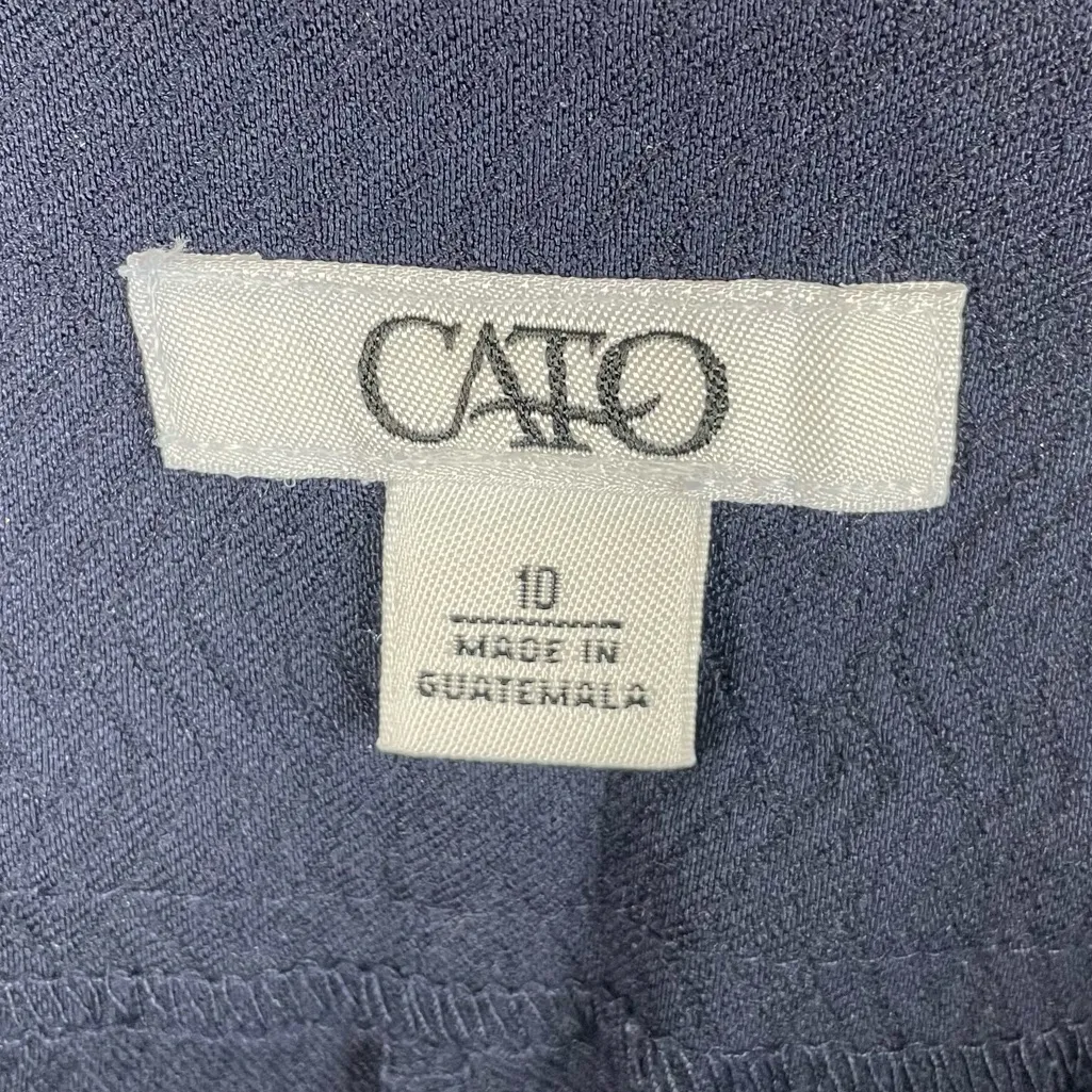 Cato Navy Blue Textured Pull On Pants Slim Leg Women's Size 10 Business Casual - Image 5