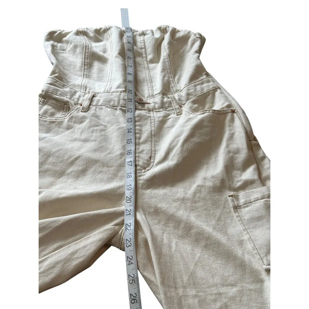 NWT Wild Fable Women's Size XSmall Tube Cargo Denim Jumpsuit Off White Pockets - Image 8