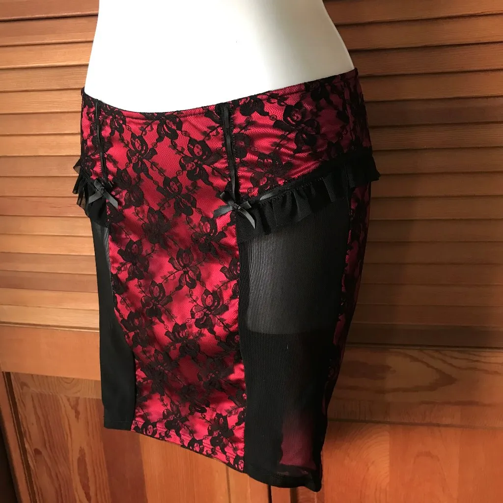 Vintage Lip Service Vaudeville Vamps Gothic Victorian Coquette Red Skirt XS - Image 5