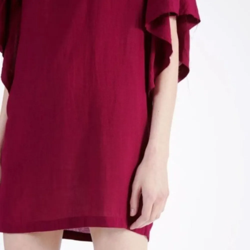 IRO Theifya Shift Dress 8 40 Split Ruffle Sleeve Mock Neck Fuchsia Luxury Party - Image 8