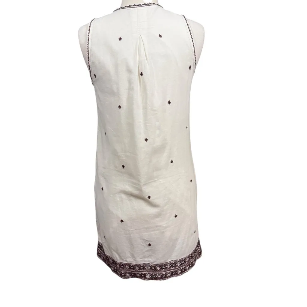 Madewell Embroidered Sleeveless Cotton Shift Dress Ivory Size 4 - Image 5