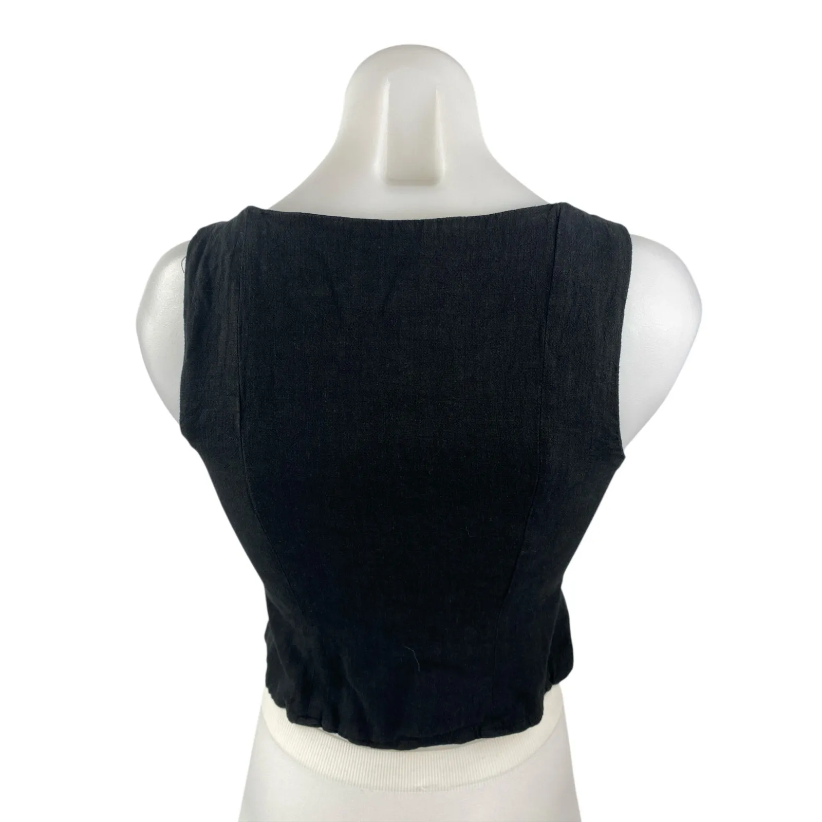 Princess Polly Women's Black Sleeveless Slim Button Up Crop Cami Tank Top Size 2 - Image 2